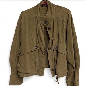 Forever Audrey Women's Jacket Size M Linen Blend
Cropped Long Sleeve Utility